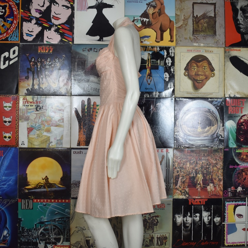 SOLD Vintage 60s Polka Dot Halter Pinup Midi Dress - Picture 6 of 8
